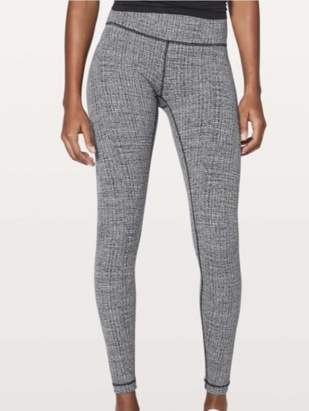 EUC Lululemon Wunder Under Hi-Rise Tight Ritual Jacquard Luon Black White